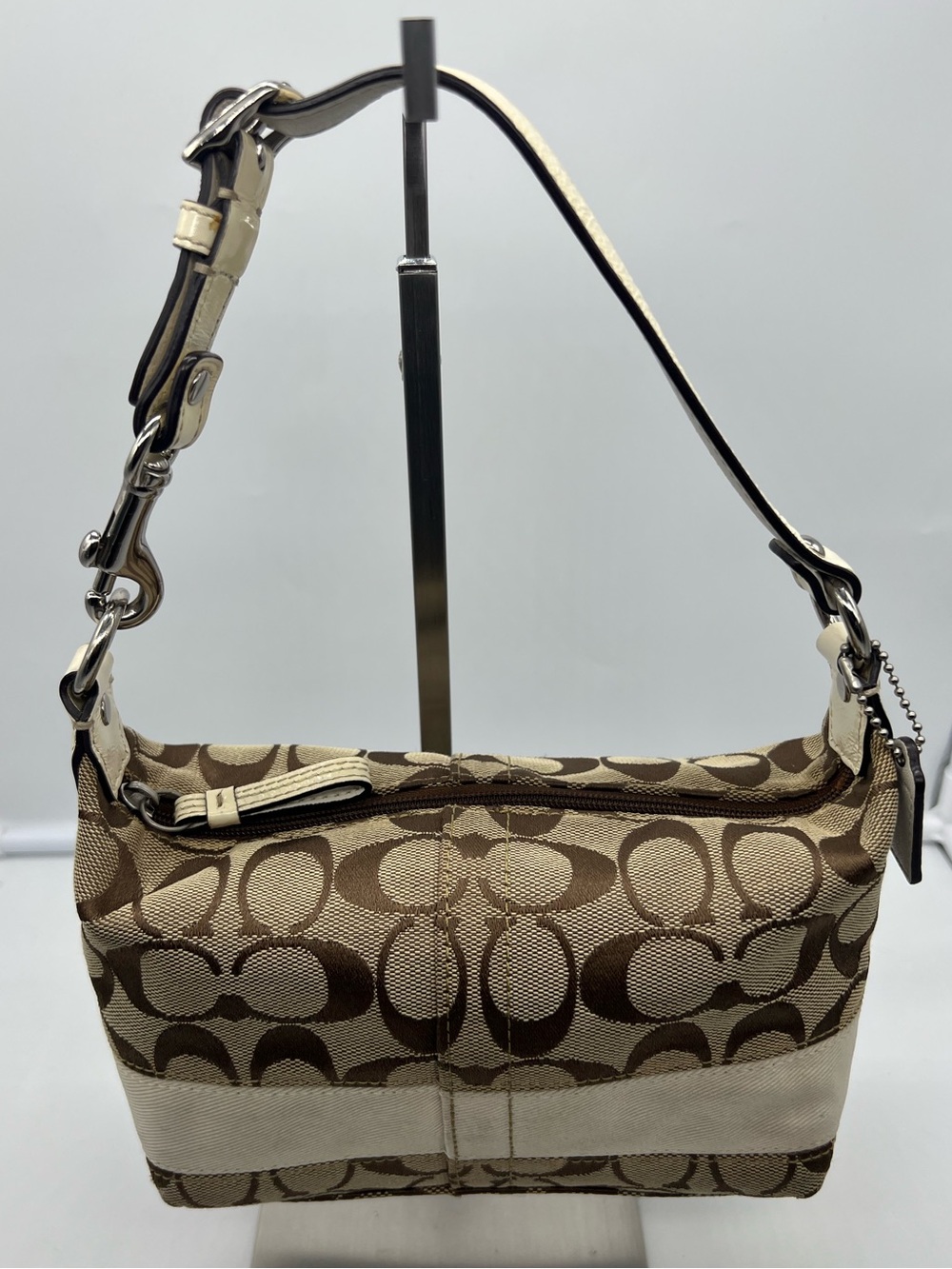 COACH F40024 Y2K Hamptons Signature C Demi Canvas Stripe Mini Hobo Small Pouch